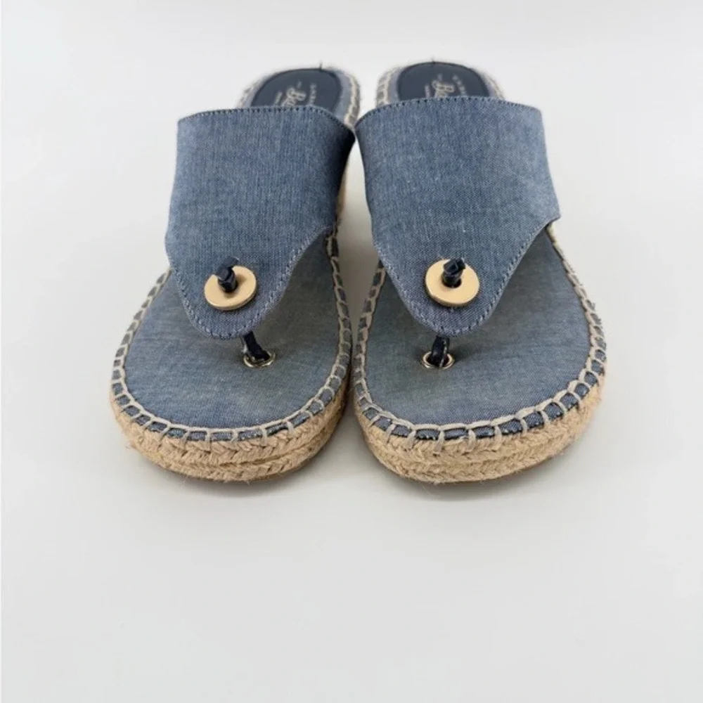 GH‎ Bass Opal Blue Chambray Espadrille Wedge Sandals Womens Denim 5M Spring
